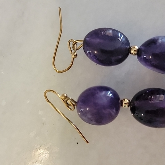 Purple & gold  earrings & bracelet set - Picture 6 of 8